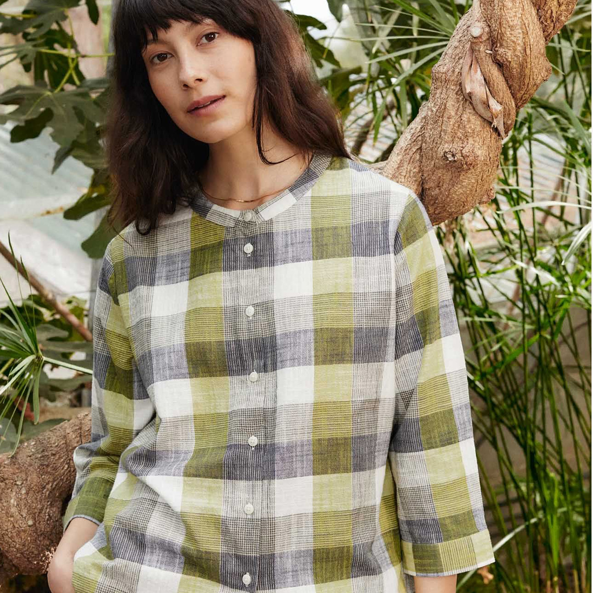 Collarless Swing Blouse