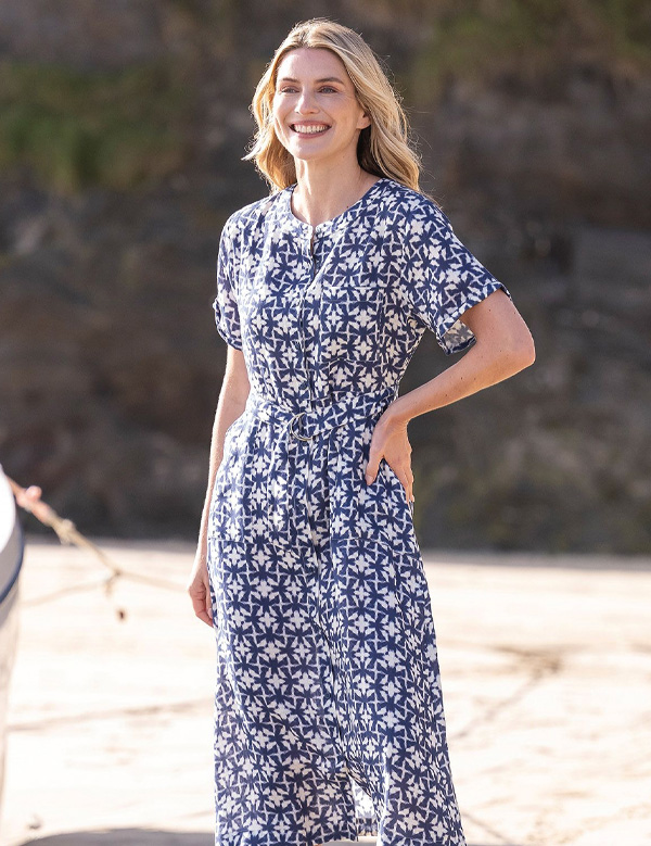 Linen Button Through Dress