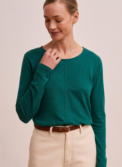 Linen Blend Long Sleeve T Shirt