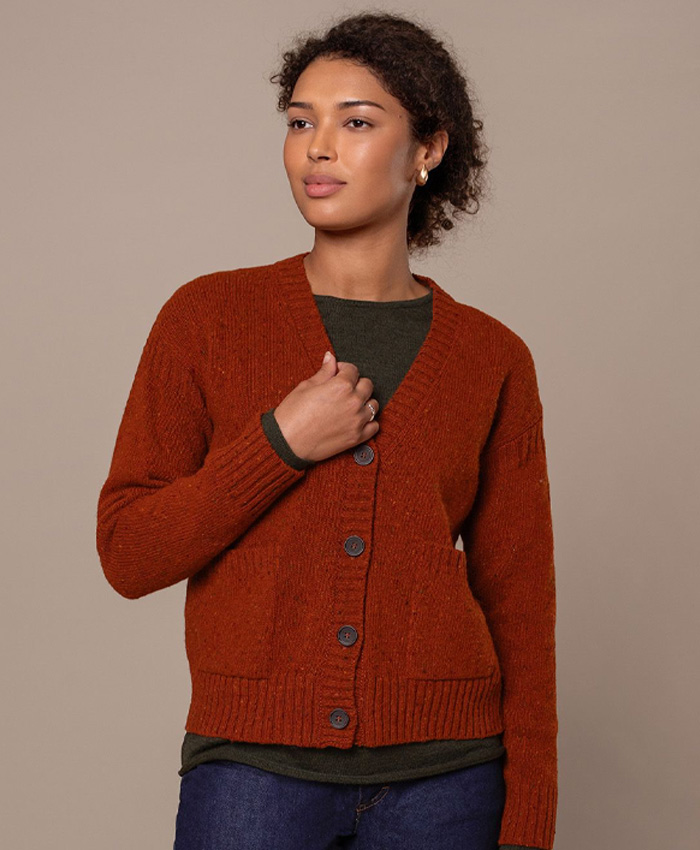 Donegal Boxy V Neck Cardigan