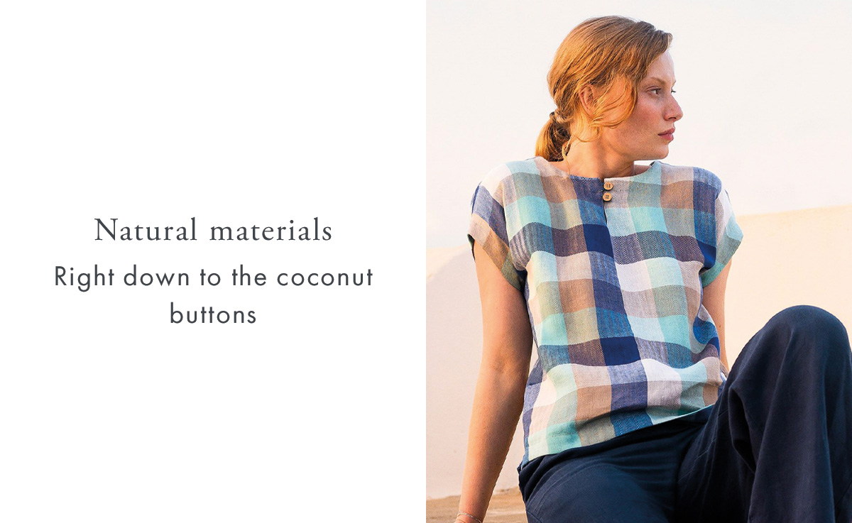 Linen Blend Button Detail Top