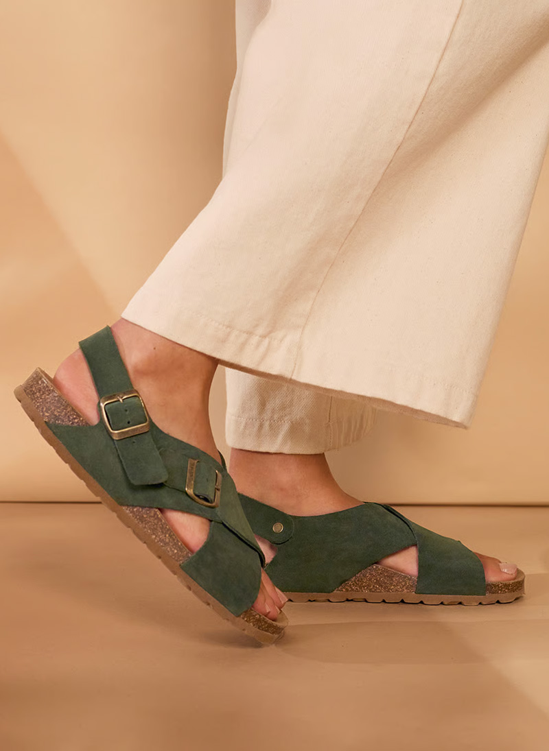Crossover Buckle Sandals (olive)