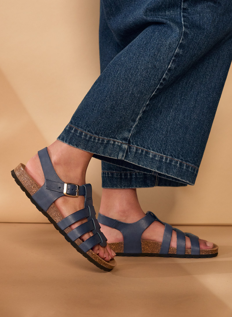 Leather Gladiator Sandals (navy)