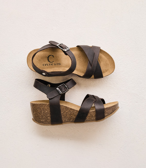Crossover Wedge Sandals