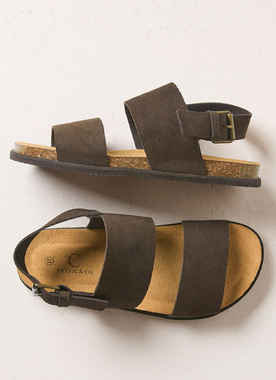 Leather Double Strap Sandals With Backstrap
