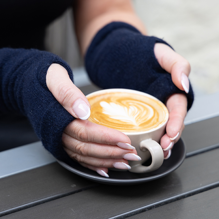 Navy Fingerless Gloves