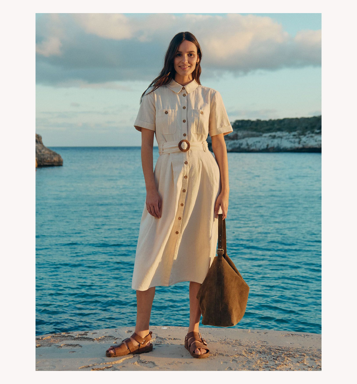 Belted Midi Shirt Dress