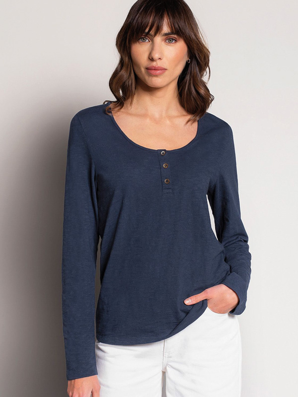 Slub Jersey Scoop Neck Henley (dark navy)