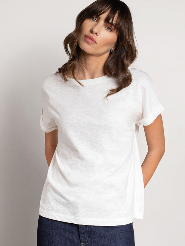 Slub Jersey Grown On Sleeve T Shirt (chalk)