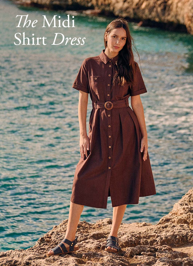 Belted Midi Shirt Dress