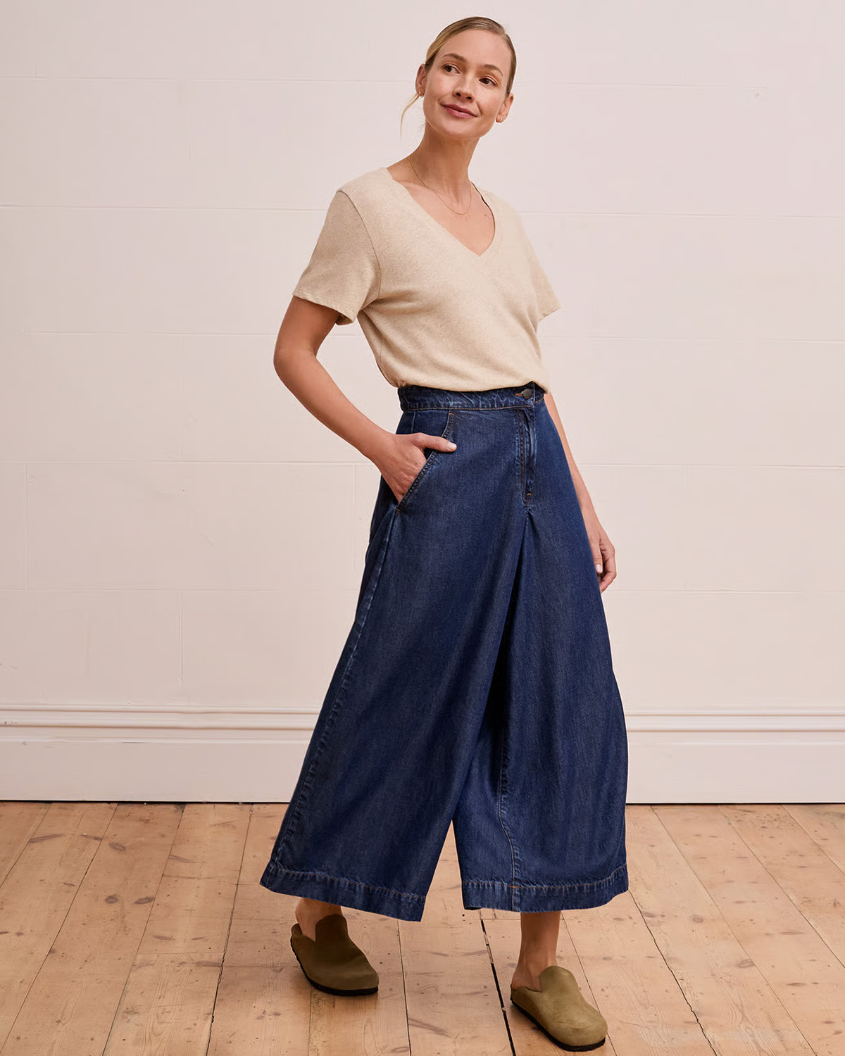Drape Denim Culottes