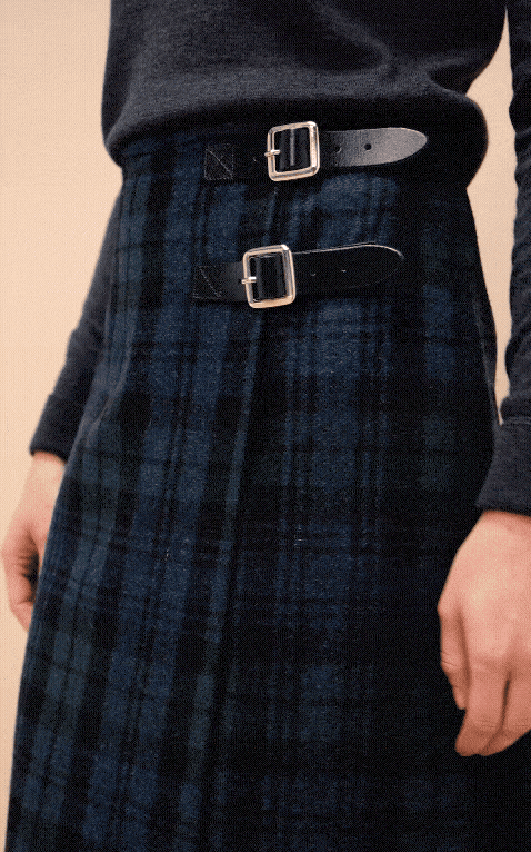 Midi Celt Kilt, Merino Roll Neck Jumper & Tassel Loafers