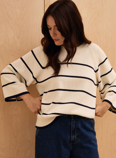 Raglan Crop Sleeve Crew Jumper