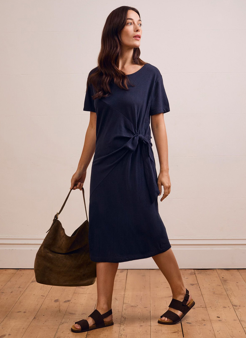 Linen Blend Knot Detail Dress