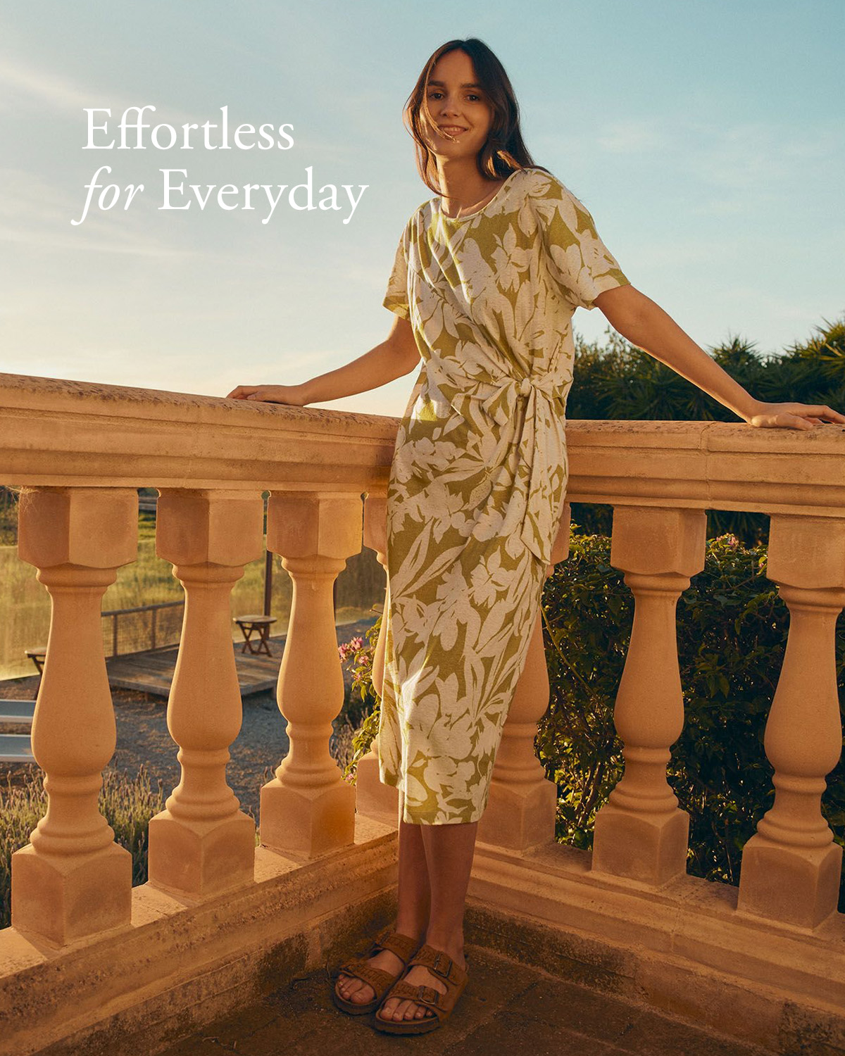 Linen Blend Knot Detail Dress
