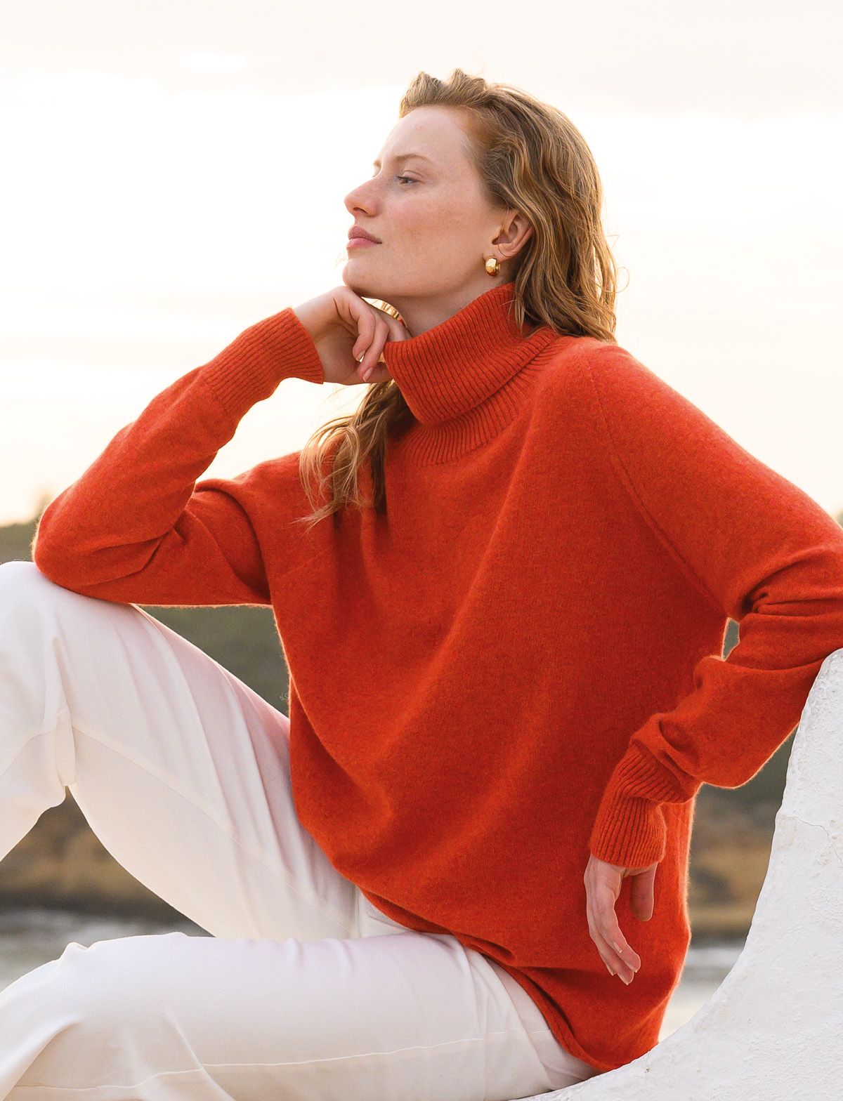 Supersoft Slouch Roll Neck Jumper (burnt orange)