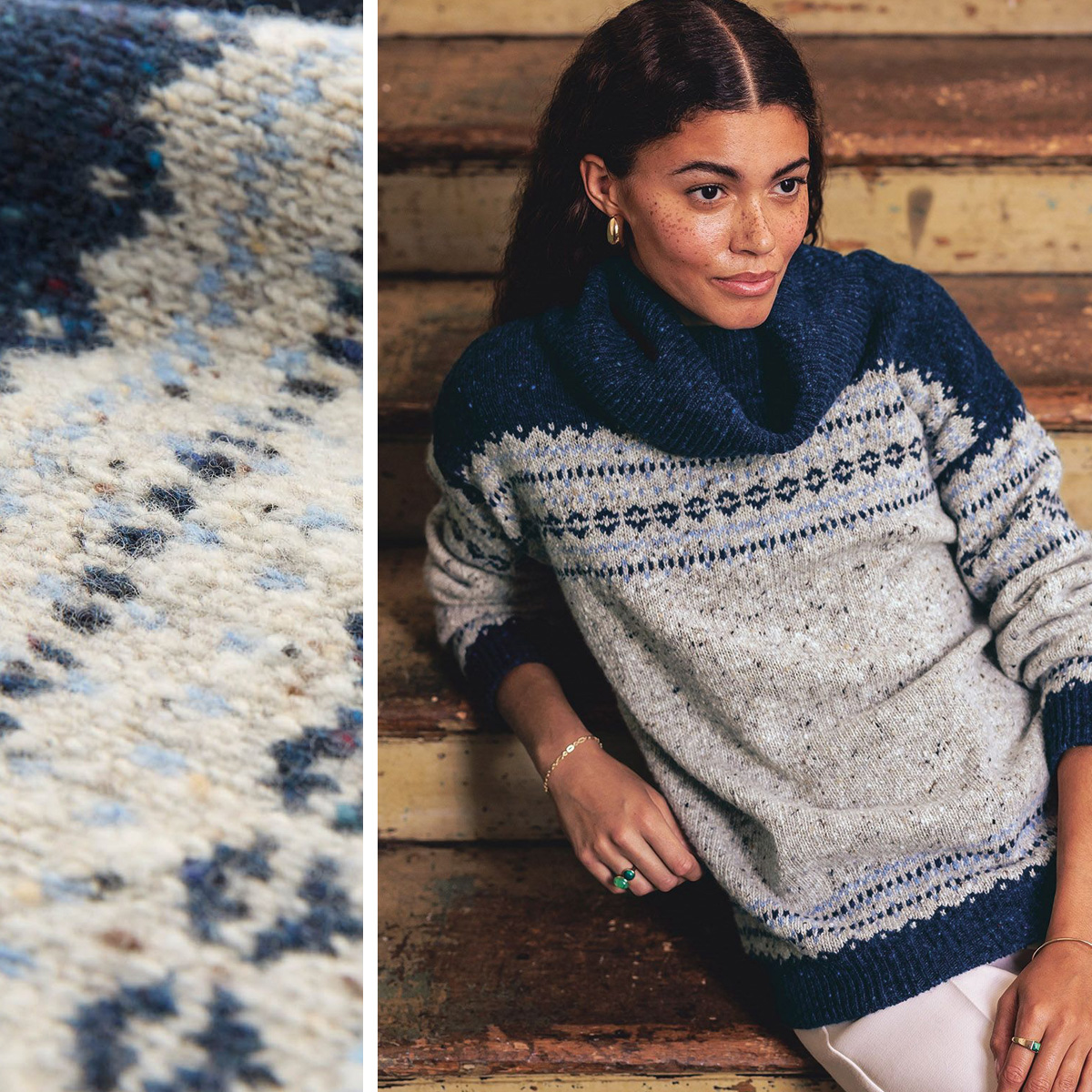 Donegal Oversized Roll Neck Jumper (oatmeal fleck)
