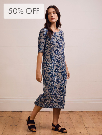 Linen Blend Button Back Dress