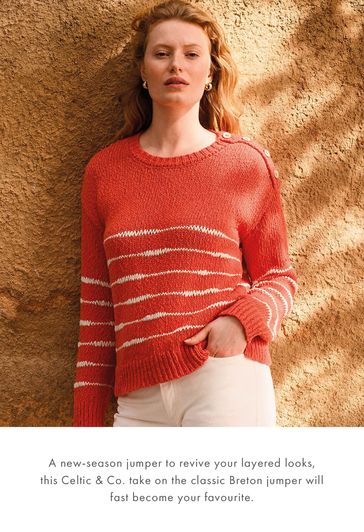 Drop Stitch Breton Jumper (burnt orange)