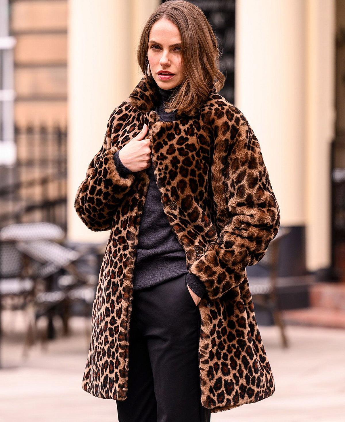 Leopard Print Sheepskin Coat (leopard)