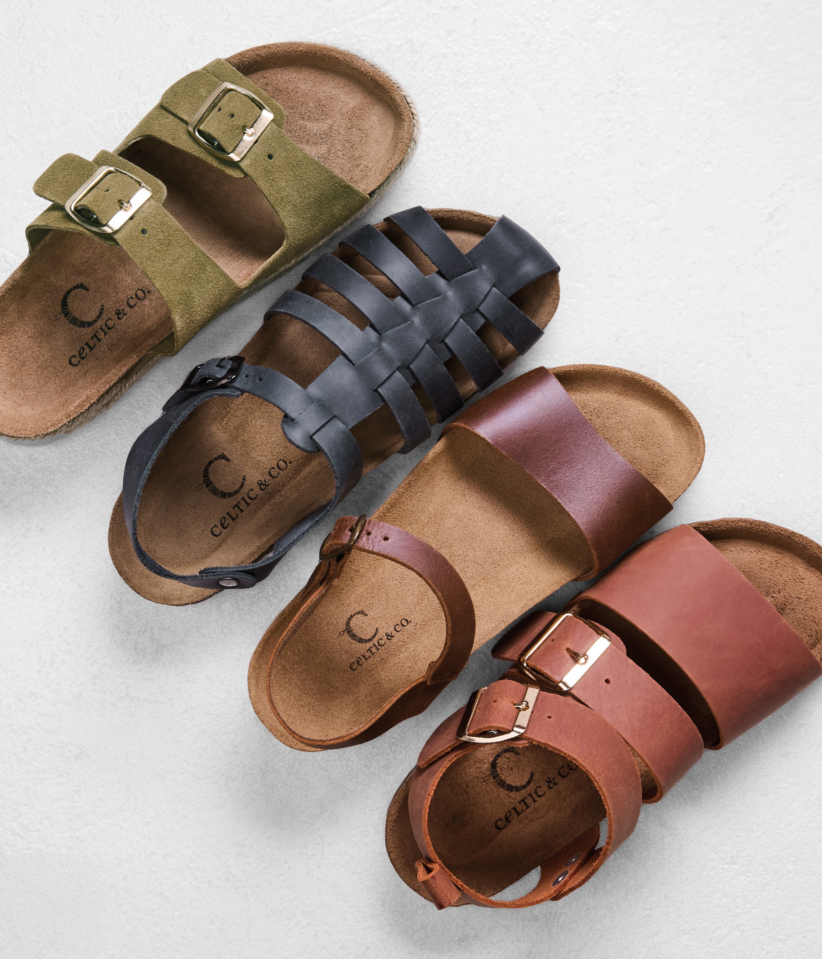 Double Buckle Sandals Fisherman's Sandals Low Wedge Ankle Strap Sandals Triple Strap Sandals