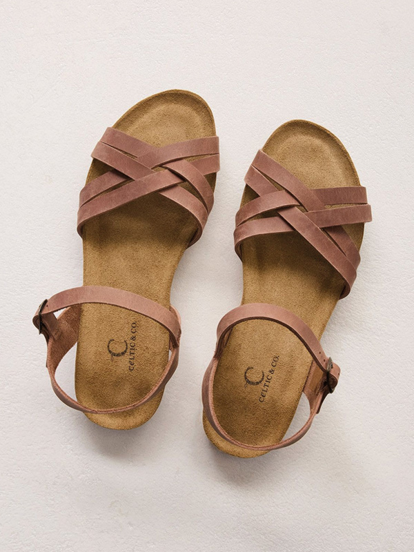 Multistrap Open Toe Flat Sandals (rust leather)