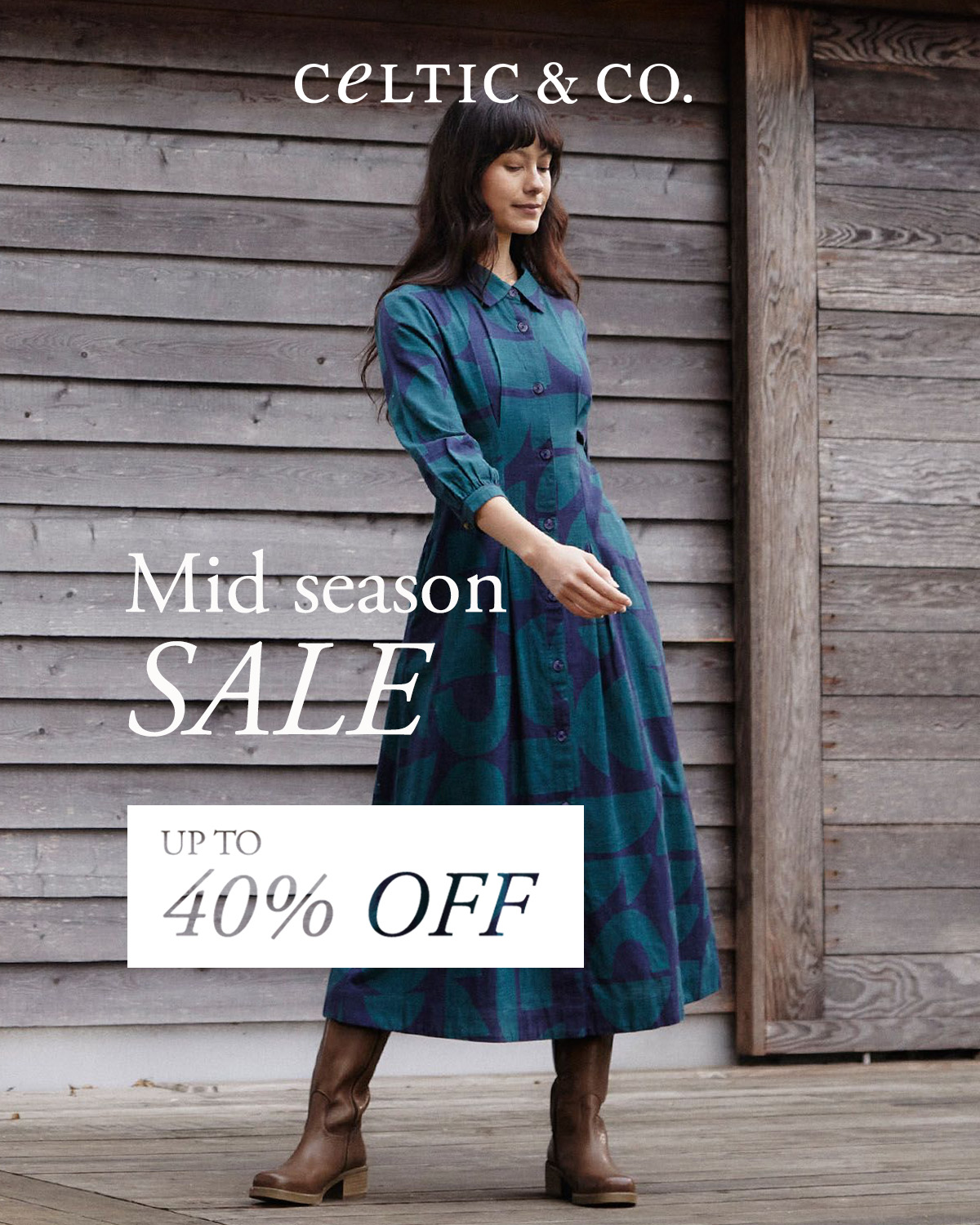 Organic Cotton Blend Pleat Detail Shirt Dress