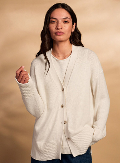 Organic Cotton Blend Drop Shoulder Slouch Cardigan