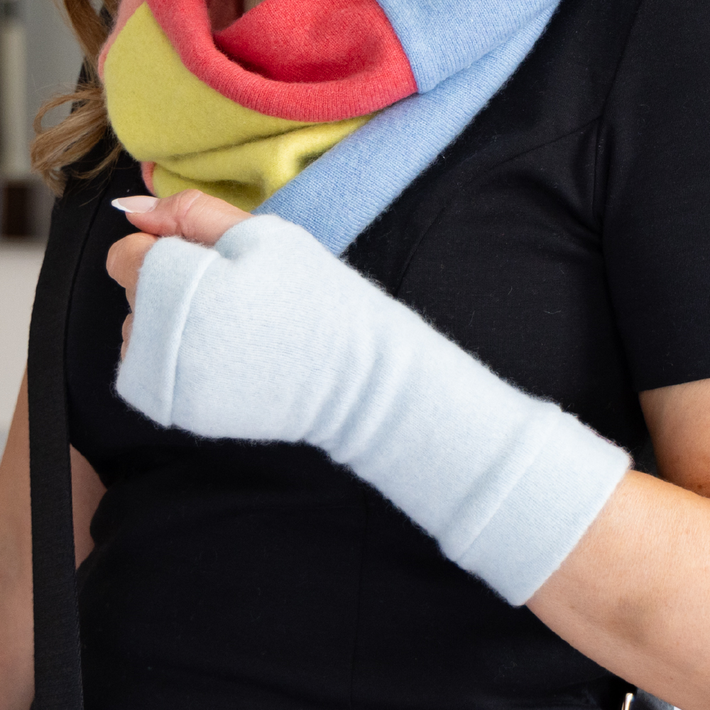 Light Blue Fingerless Gloves