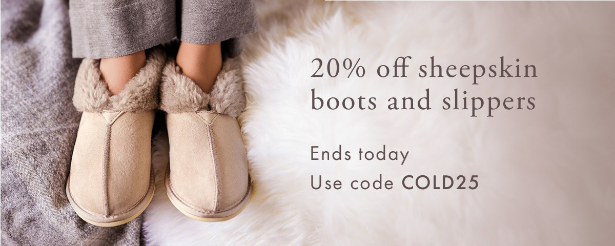 20% off sheepskin boots and slippers