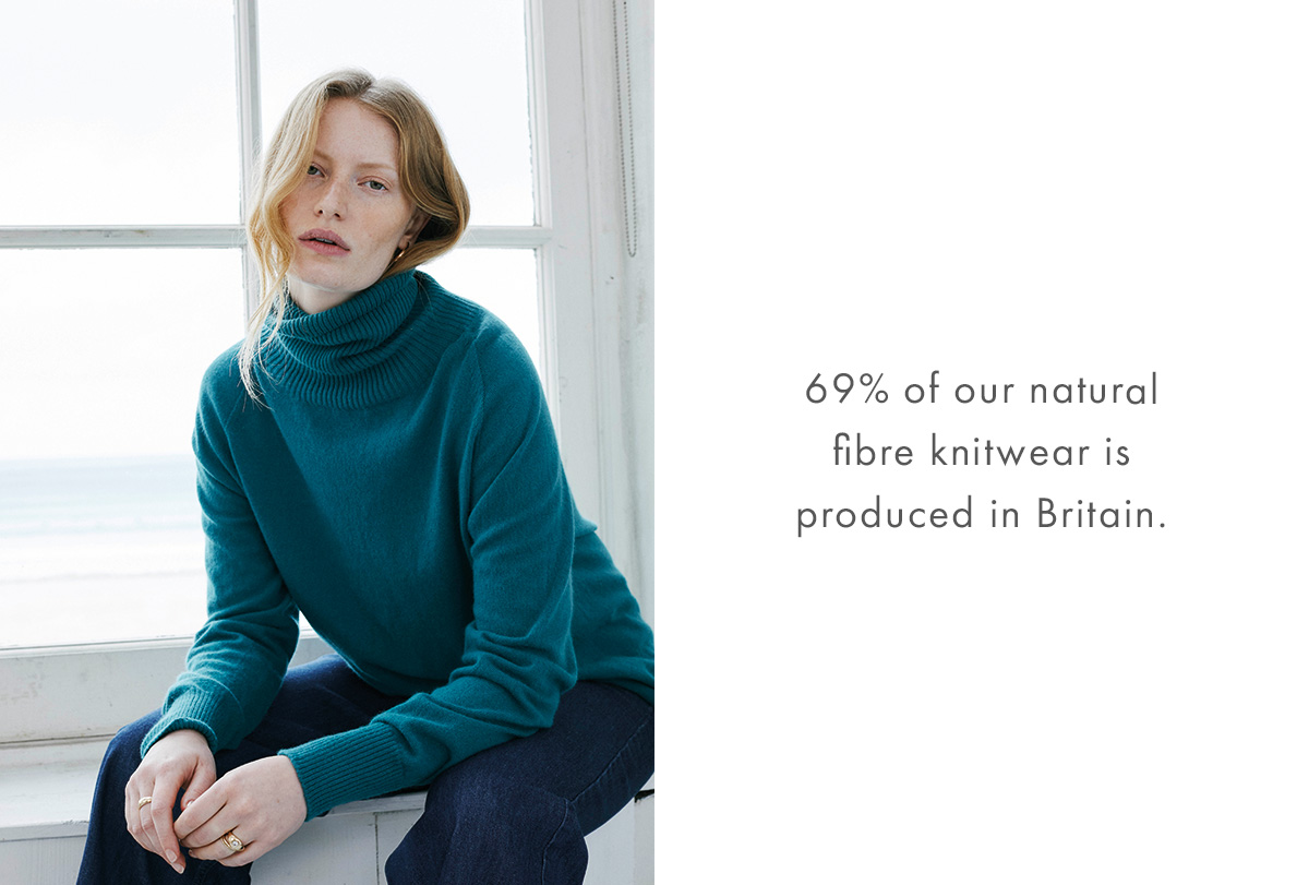 69% of our natural fibre knitwear is produced in Britain.