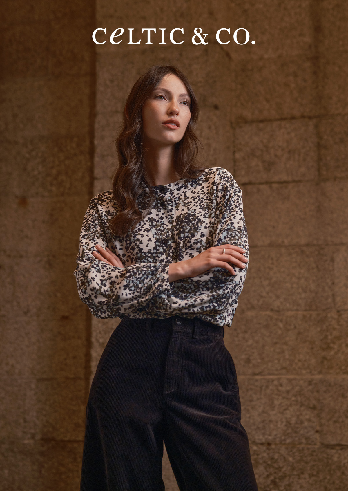 Printed Drop Shoulder Collarless Shirt