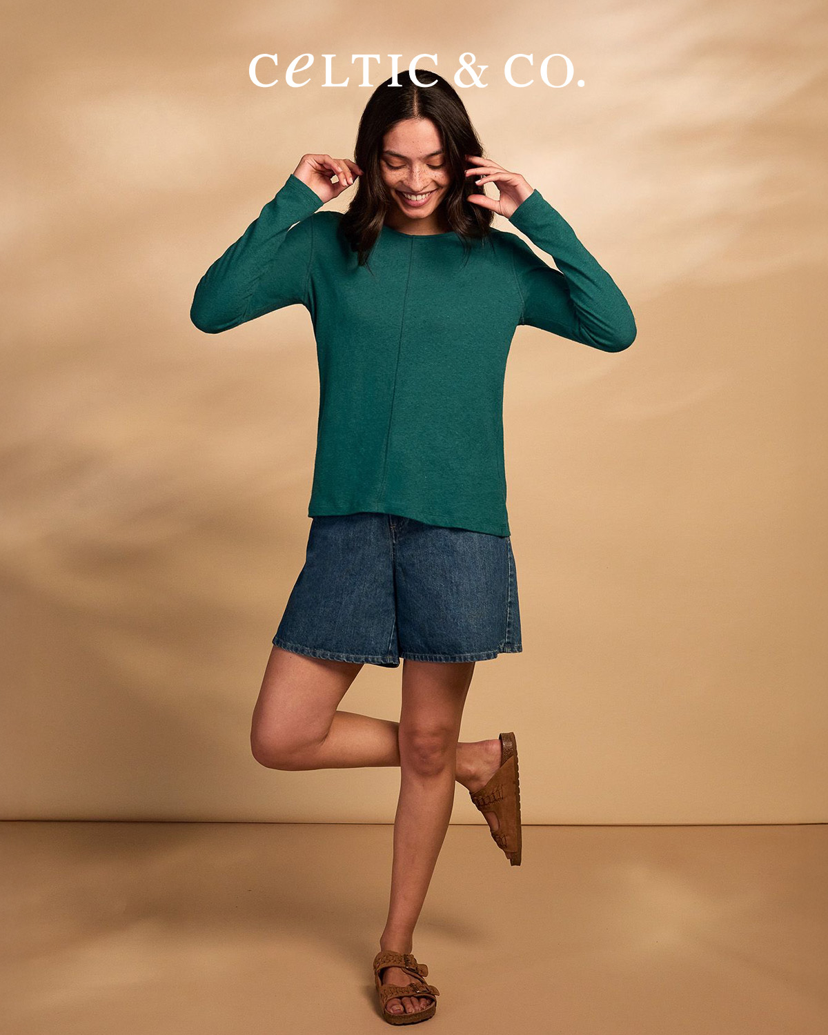 Linen Blend Long Sleeve T Shirt