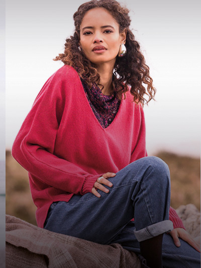 Alpaca Blend Slouch V Neck Jumper