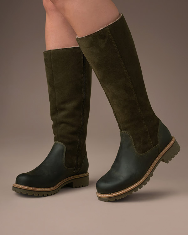 Water Resistant Sheepskin Lined Tall Boots