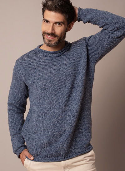 Men's Textured Stitch Crew Neck Jumper 