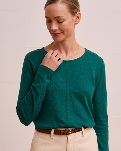 Linen Blend Long Sleeve T Shirt