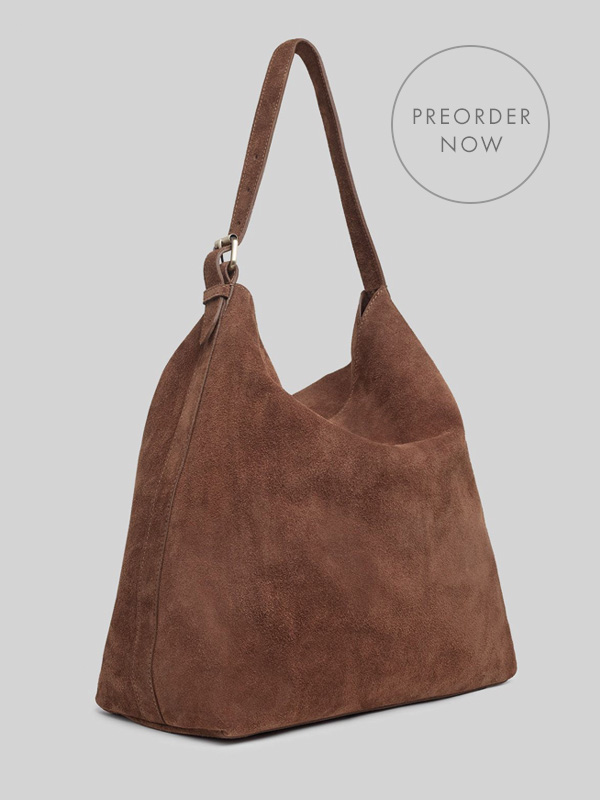 Suede Slouchy Shoulder Bag (cognac)