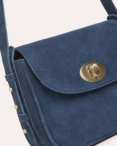 Suede Twist Lock Mini Cross Body Bag
