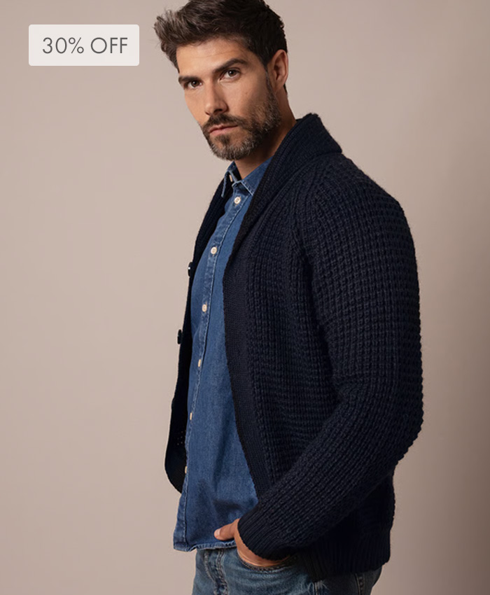 Men's Waffle Stitch Cardigan