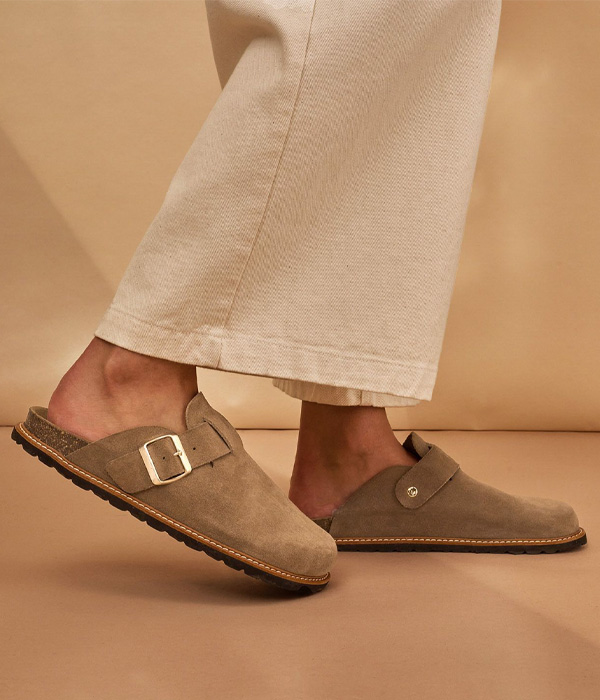 Suede Welt Detail Clogs