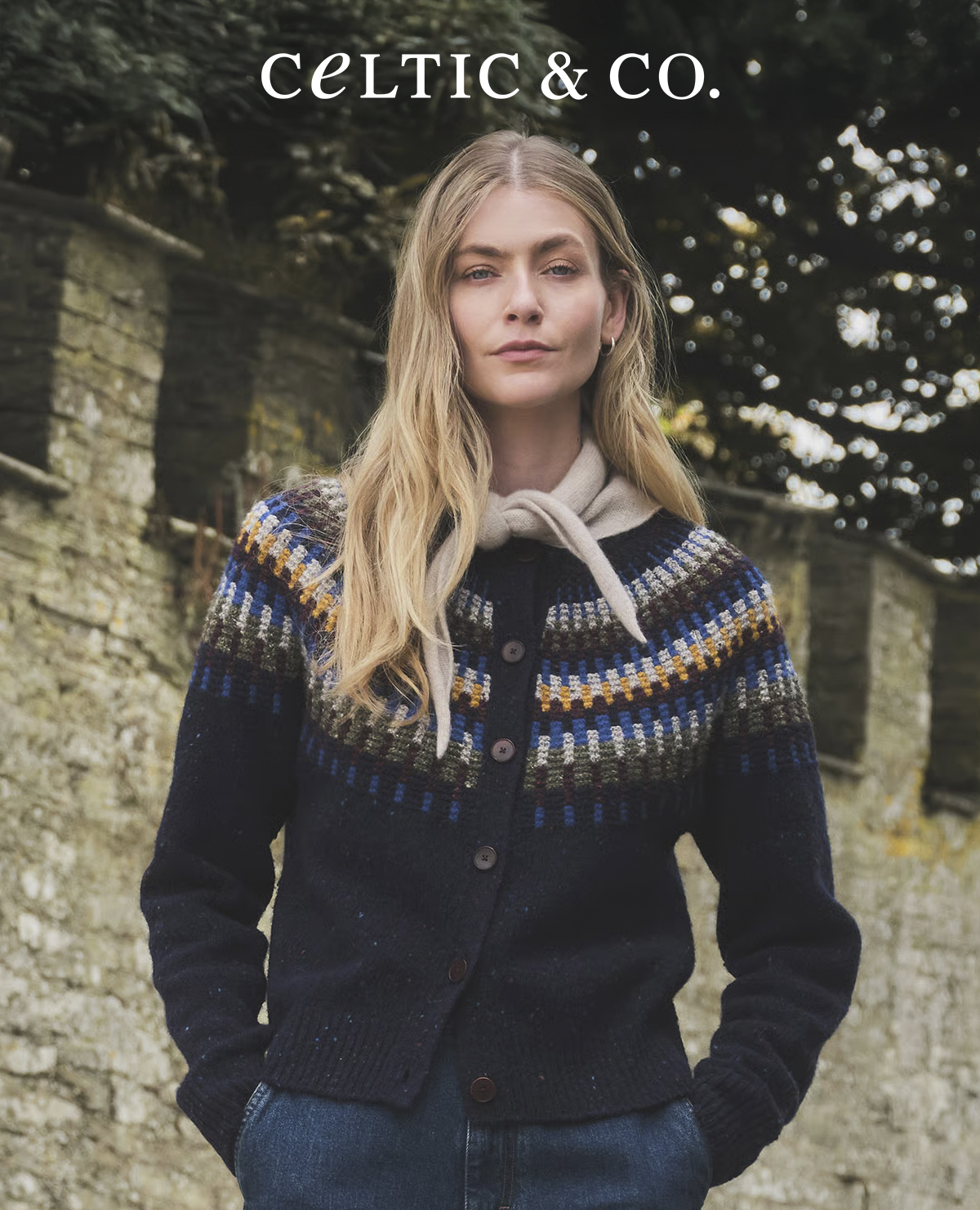 Donegal Stitch Yoke Cardigan