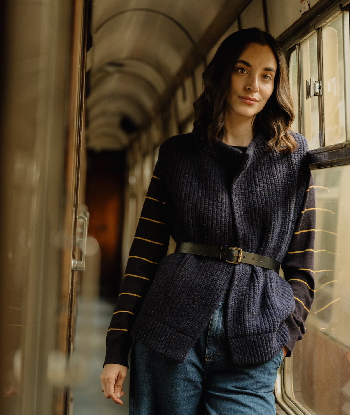 Donegal Ribbed Sleeveless Cardigan