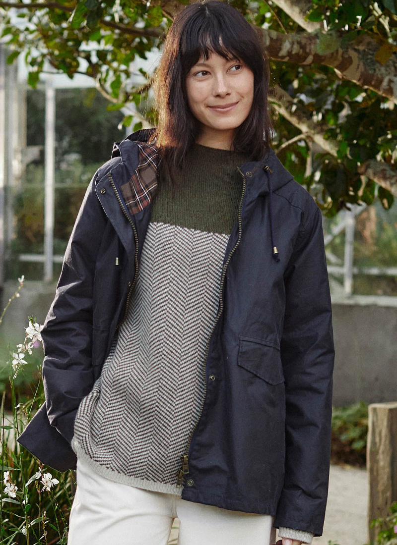 Waxed Cotton Pleat Back Jacket