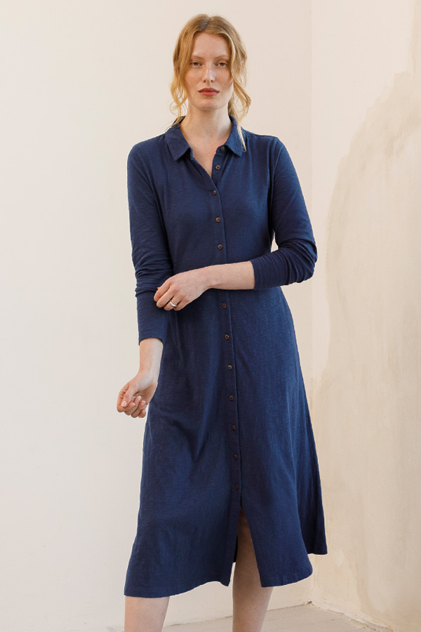 Slub Jersey Shirt Dress (dark navy)