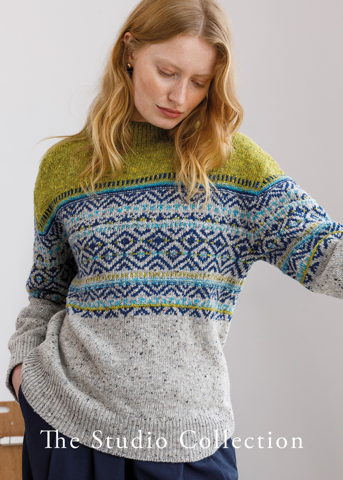 Donegal Fair Isle Colourblock Jumper (oatmeal fleck)