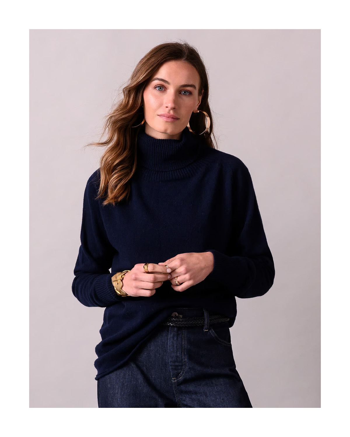 Supersoft Slouch Roll Neck Jumper (navy)