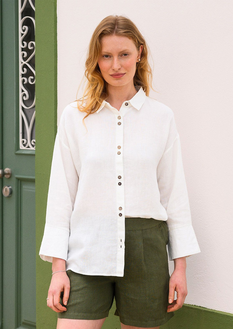 Linen Double Button Detail Shirt