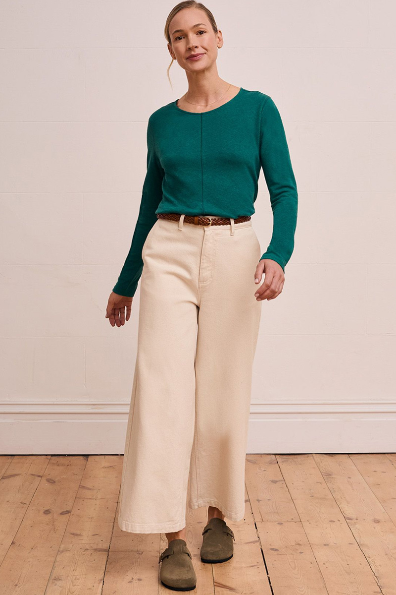 Linen Blend Long Sleeve T Shirt