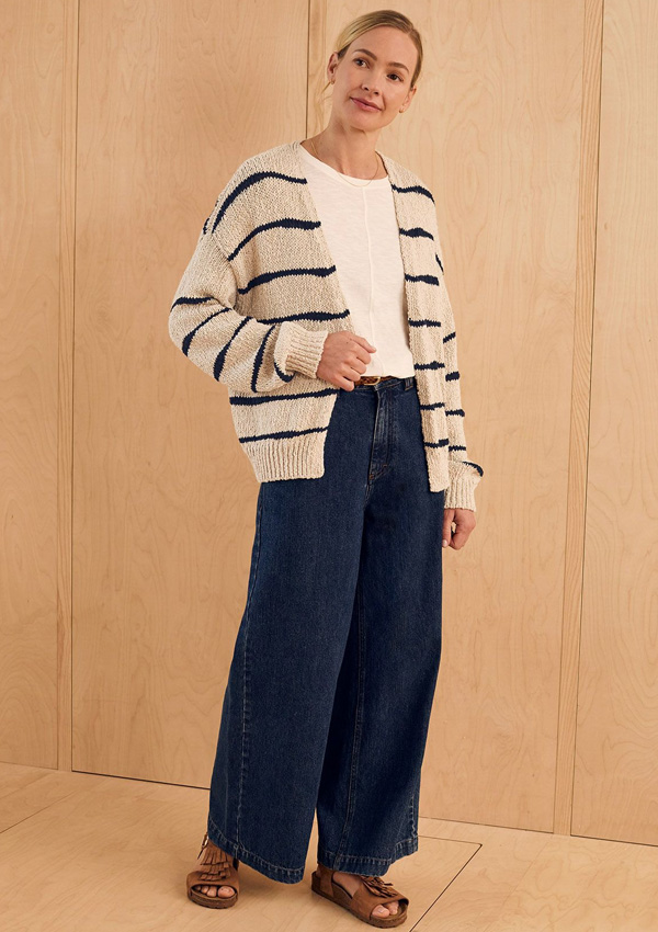 Linen Blend Drop Stitch Cardigan